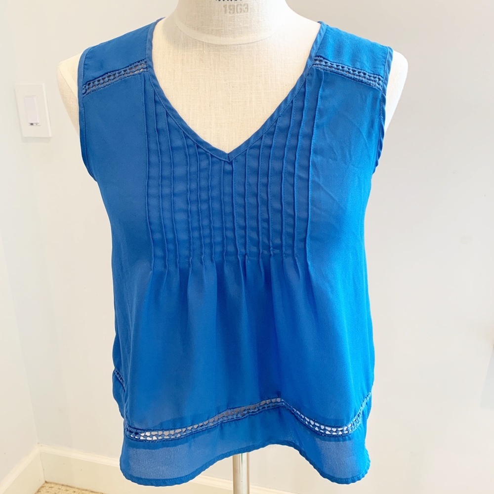 Elodie sheer blue v-neck top Medium - Picture 1 of 6